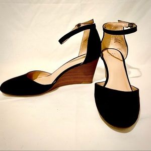 A New Day black suede simple wedge